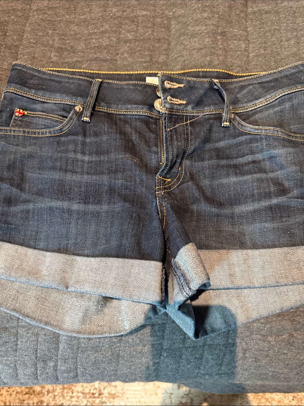 Hudson Jeans Dark Blue Cuffed Denim Shorts